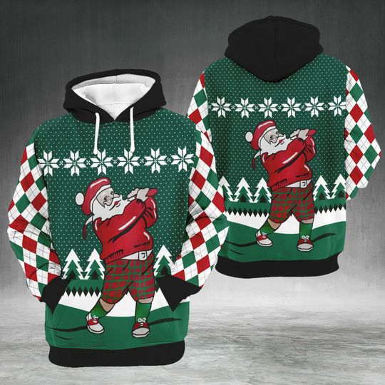 Discover Funny Santa Golf Hoodie for Golf Lovers, Holiday Xmas Sweatshirt, Christmas Gift for Dad