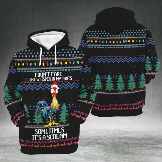 Discover Funny Chicken Christmas Hoodie, I Don't Fart Sweatshirt, Holiday Gift for Chicken Lovers, Party Outfit