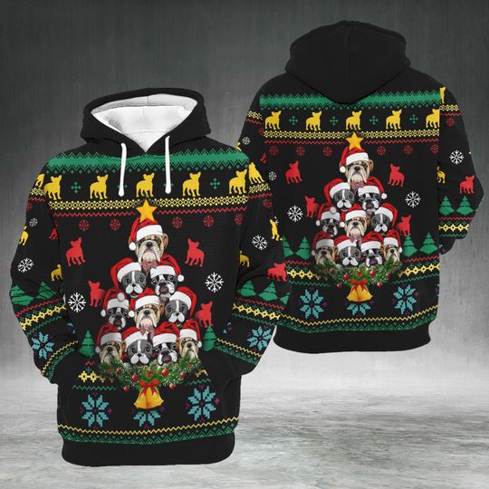 Discover French Bulldog Christmas Hoodie, Funny Dog Lover Sweatshirt, Xmas Party Wear for Men & Women