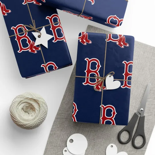 Discover Boston Baseball Wrapping Paper Gift Wrap for Birthday, Holiday, Wrapping