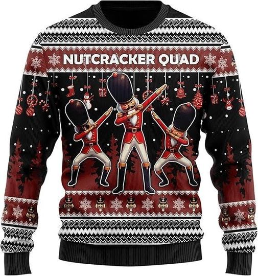 Discover You Crack Me Up Nutcracker Christmas Ugly Sweater, Funny Nutcracker Crack Deez Nuts Holiday Jumper, Cozy Gift for Him Her,Festive Sweatshirt