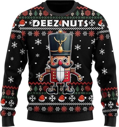 You Crack Me Up Nutcracker Christmas Ugly Sweater, Funny Holiday Jumper, Cozy Winter Sweatshirt