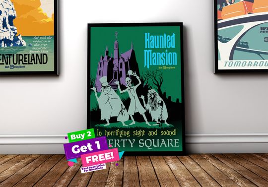 Discover Haunted Mansion Vintage Disney Parks Ride Poster | Disney World OR Disneyland version!