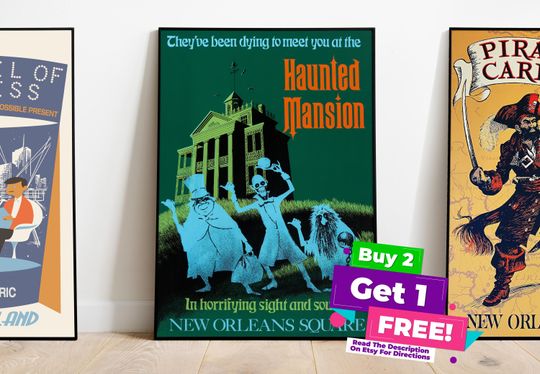 Discover Haunted Mansion in Disneyland Poster | Disney Parks Vintage Wall Art