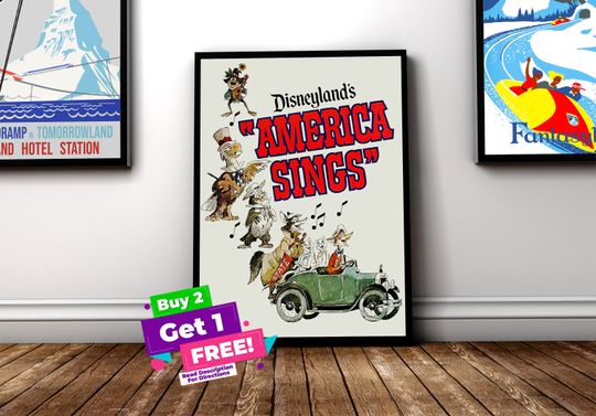 Discover America Sings Vintage Disneyland Poster