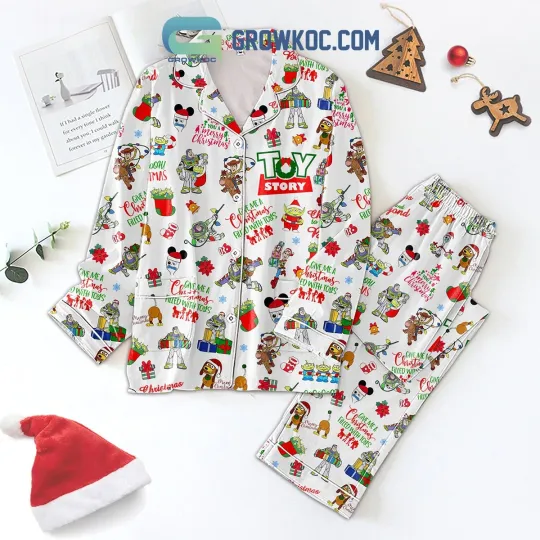 Toy Story Give Me A Christmas Filled With Toys Woody Buzz Lightyear Silk Pajamas