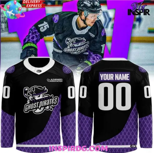 Discover Personalized Savannah Ghost Pirate Alzheimer Awareness 2025 Hockey Shirt
