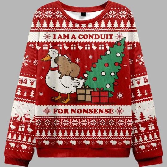 Discover I Am A Conduit For Nonsense Ugly Christmas Sweater, Funny Holiday Jumper, Cozy Winter Sweatshirt