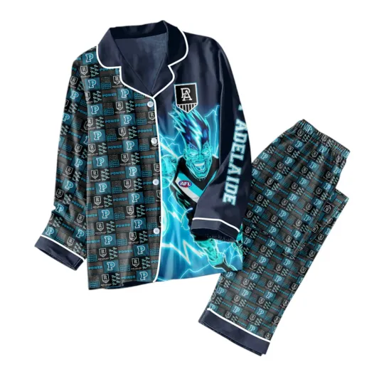 Discover Port Adelaide FC Button Down Pajamas Set 8211 VANDH 445