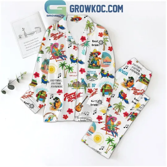 Jimmy Buffett Anything Anytime Anywhere Pajamas Set White Version