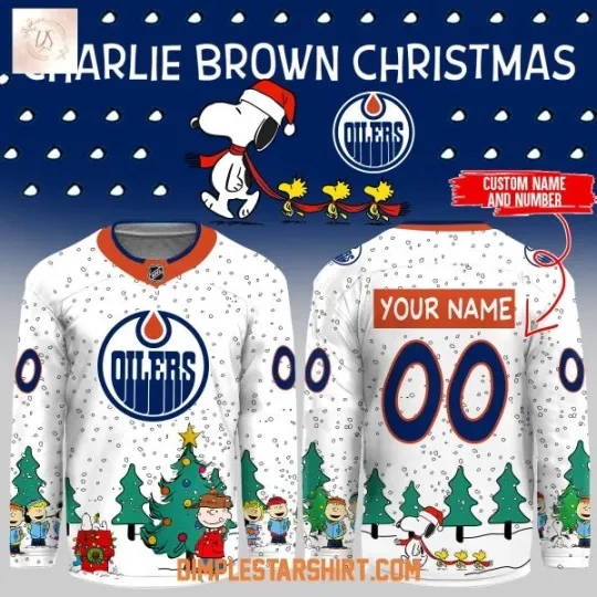 Discover Custom Edmonton Oiler Snoopy1 Peanut Christmas White Hockey Jersey Unisex S-5XL