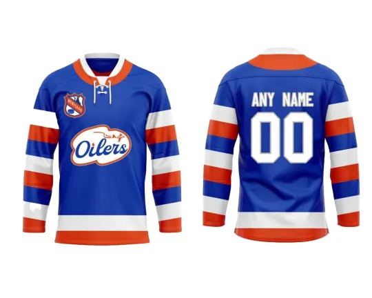 Discover Custom Edmonton Oilers Heritage Team Logo Men's Hockey Jersey