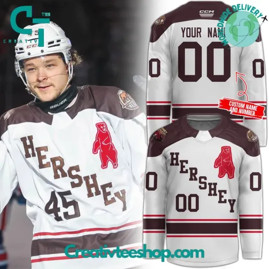 Discover Custom Hershey Bear Specialty Throwback Hockey Jersey S-5XL