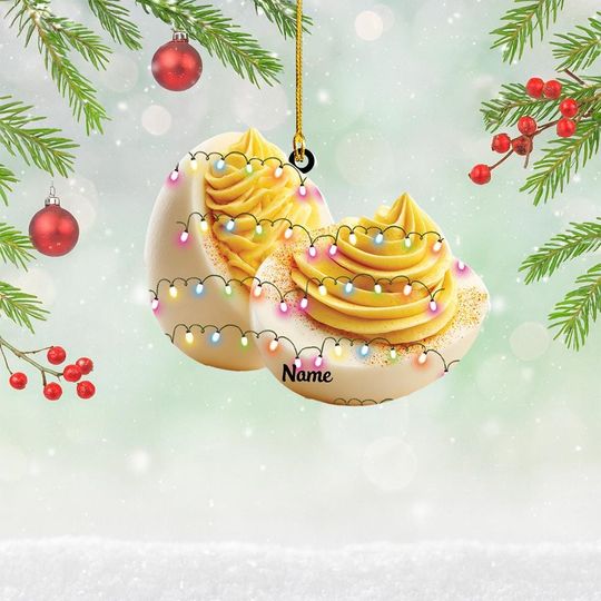Discover Personalized Deviled Egg Christmas Ornament, Deviled Egg Ornament, Deviled Egg Cooking Ornament Decor, Food Xmas Ornament Gift