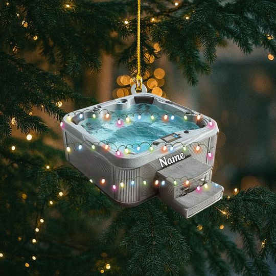 Discover Personalized Hot Tub Christmas Ornament, Hot Tub 2D Flat Ornament, Spa & Sauna Ornament Decor, Tub Swimming Pool Holiday Ornament