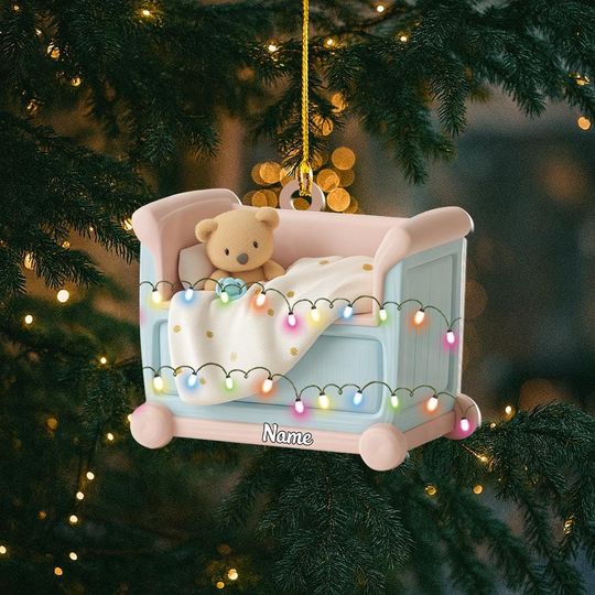 Discover Personalized Cradle Christmas Ornament, Cradle Flat 2D Ornament Gift, Cradle Decor for Baby, Newborn Keepsake Gift