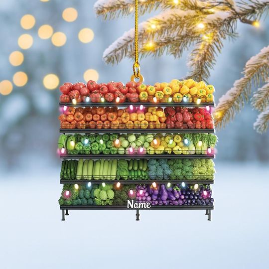 Discover Personalized Vegetable Display Christmas Ornament, Vegetable Fruit Ornament, Fruit Vegetables Stall Ornament, Farmer Marker Decor