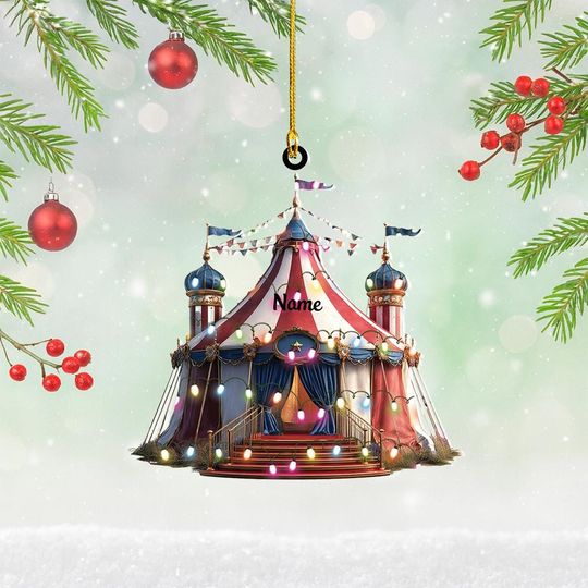 Discover Circus Tent Christmas Ornament, Circus Flat 2D Holiday Tree Decor, Carnival Theme Ornament, Circus Tent Ornament Xmas Gift