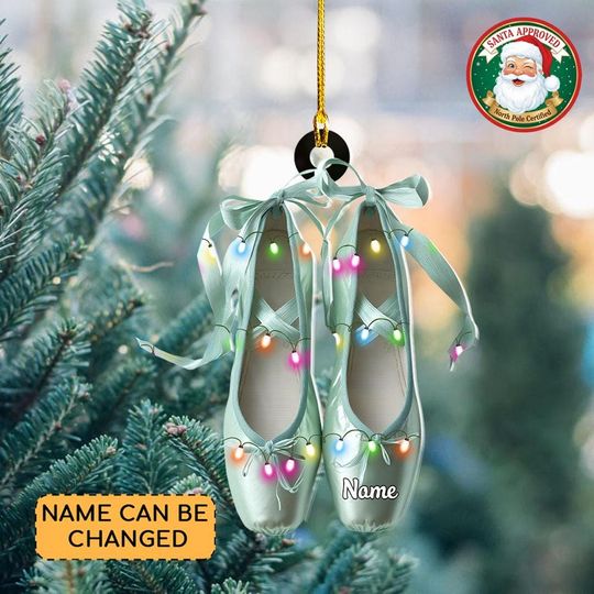 Discover Personalized Ballet Shoes Christmas Ornament, Ballerina Dance Flat 2D Ornament Gift, Ballet Decor for Girls, Dance Studio Tree