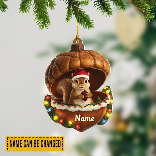 Discover Personalized Squirrel Christmas Ornament, Baby Squirrel Lovers Gift Christmas Tree Ornament, Squirrel Hazelnut Ornament Decor