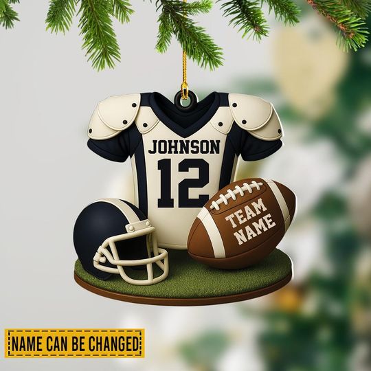 Discover Personalized American Football Christmas Ornament, Football Player 2d Ornament, Football Team Coach Ornament, Sport Ornament Gift