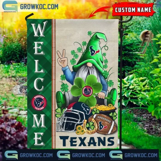 Personalized Garden Flag, St.Patrick's Day With Houss Team Texanss Garden Flag