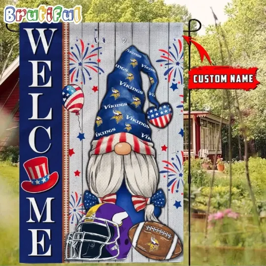 Discover Personalized Minnesotas Team-Viking 4th Of July  Flag, Happy 4th July Flag