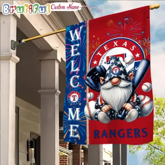 Personalized Texas-Team Rangers 4th Of July Flag, Happy 4th July Flag
