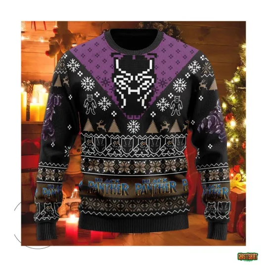 Black Panther Wakanda Forever Ugly Christmas Sweater