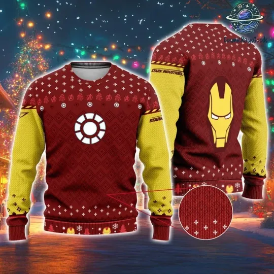 A Very Tony Stark Iron Man Ugly Sweater Christmas | Avengers Christmas Sweatshirt