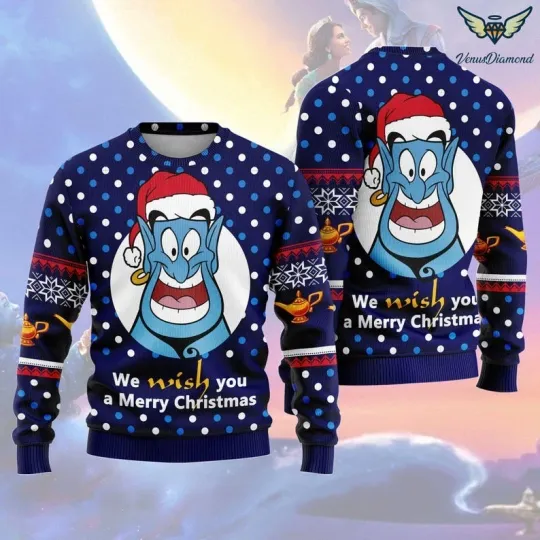 Aladdin Genie Ugly Christmas Sweatshirt, Genie Christmas Sweatshirt