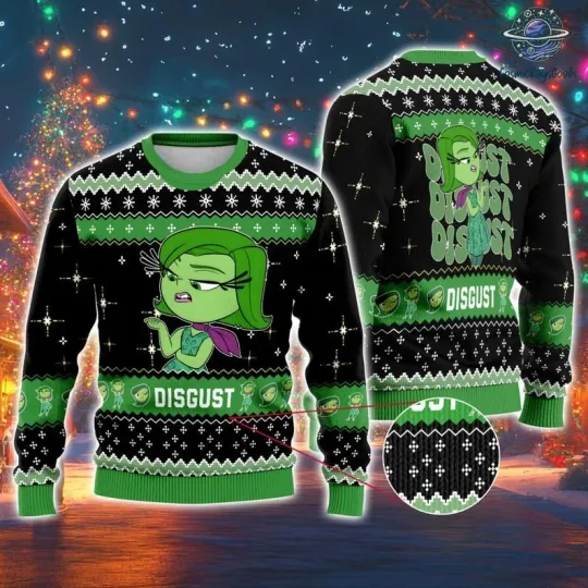 Discover Inside Out Disgust Christmas Ugly Sweater, Disneyland Inside Out Shirt