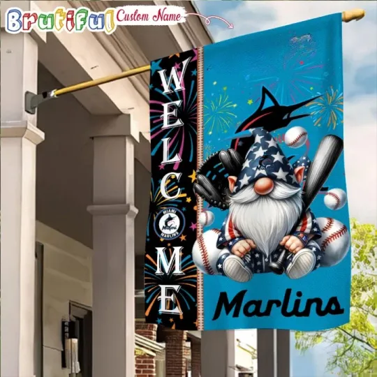 Discover Personalized Miamis Team Marlins 4th Of July Flag, Happy 4th July Flag