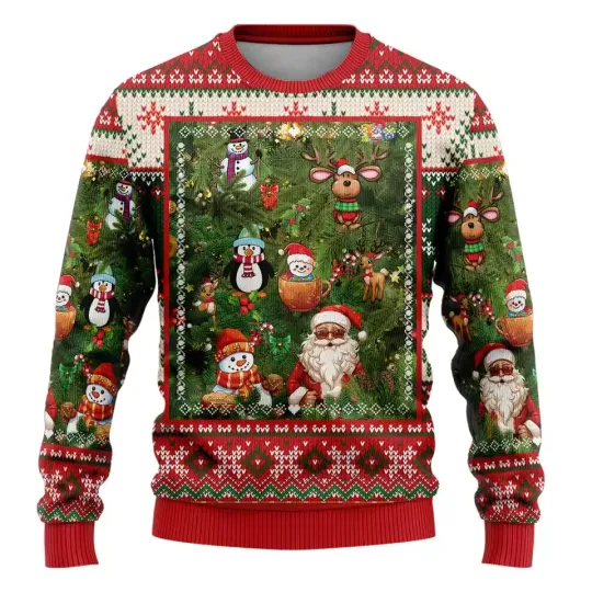 Tree Parade Ugly Christmas Sweater Funny Santa Penguin Bear Snowman Holiday