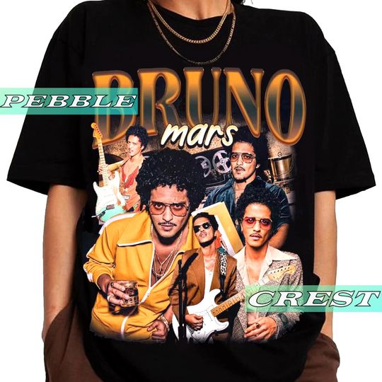 Discover Bruno Mars Vintage Bootleg Shirt, Bruno Mars Tour Tee, Bruno Mars Concert Merch For Fan, Bruno Mars Unisex Graphic Clothing