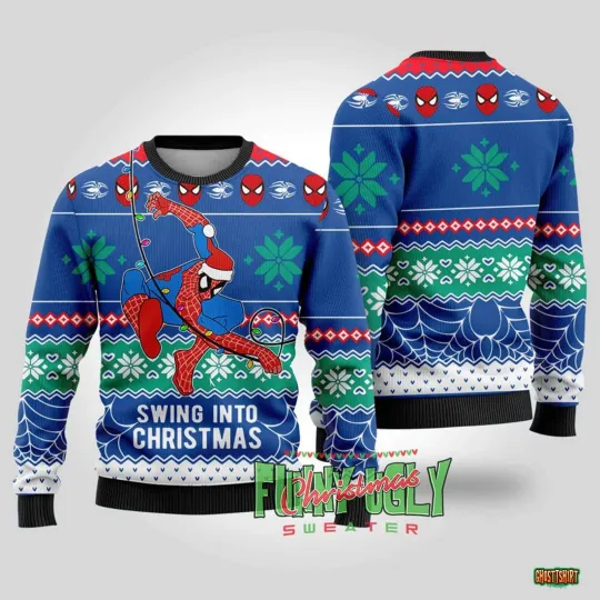 SpiderMan Swing Into Christmas Christmas Ugly Sweater