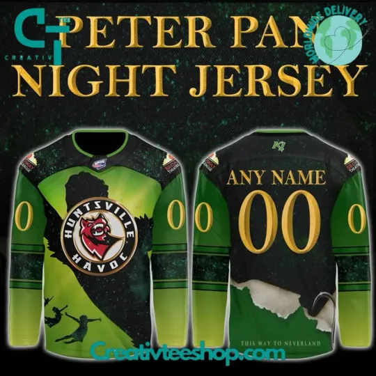 Discover Custom Huntsville Havoc x Peter Pan Night Special Hockey Jersey