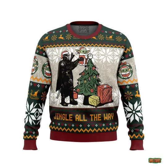 Jingle All The Way Mandalorian Star Wars Ugly Christmas Sweater