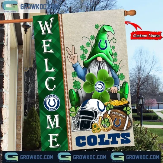 Personalized Garden Flag, St.Patrick's Day with Indianss Team Coltss Garden Flag