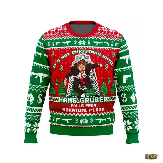 Die Hard Hans Gruber Cheap Ugly Christmas Sweater