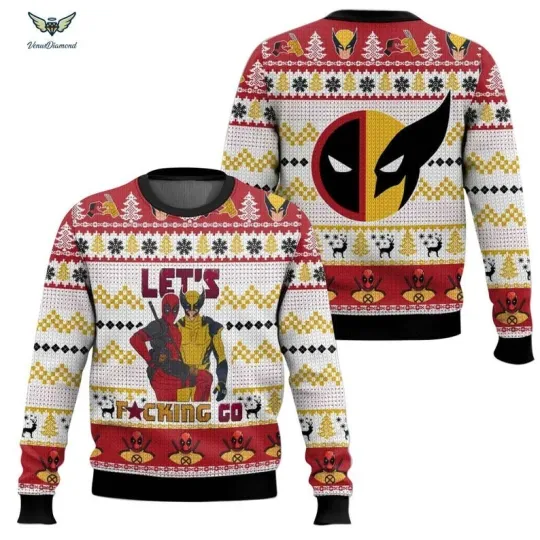 Discover Deadpool and Wolverine Let's Go Ugly Christmas Sweater