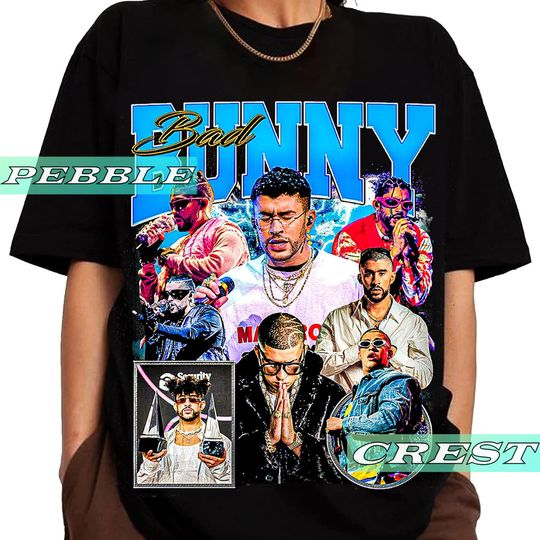 Discover Bad Bunny Vintage Bootleg Shirt, Bad Bunny Tour Tee, Bad Bunny Concert Merch For Fan, Bad Bunny Unisex Graphic Clothing