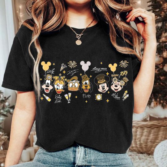 Discover Retro Mickey & Friends Happy New Year Fireworks 2026 Shirt, Magic Kingdom Happiest New Year on Earth Gifts