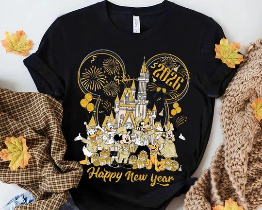 Discover Disney Mickey and Friends Happy New Year matching Family Shirt, 2026 Disney Trip Tee, Cute 2026 Funny Disney, Mickey Minnie Disney Hoodie