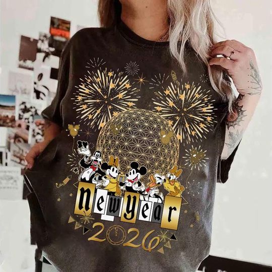 Discover Mickey And Friends Happy New Year 2026 Epcot Center Firework Shirt, Disney Mickey Matching Happy New Year Shirt, First Trip 2026 Tee, WDW