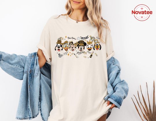 Discover Vintage Mickey & Friends Happy New Year 2026 Shirt, Disney Family Matching Tee, Magic Kingdom Fireworks, New Year Crew Gift
