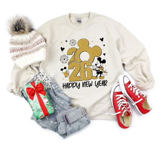 Discover Disney Mickey & Friends Castle New Year 2026 Shirt, Happy New Year Fireworks Tee, Family New Year Trip, Disney Mickey New Year's Eve Party