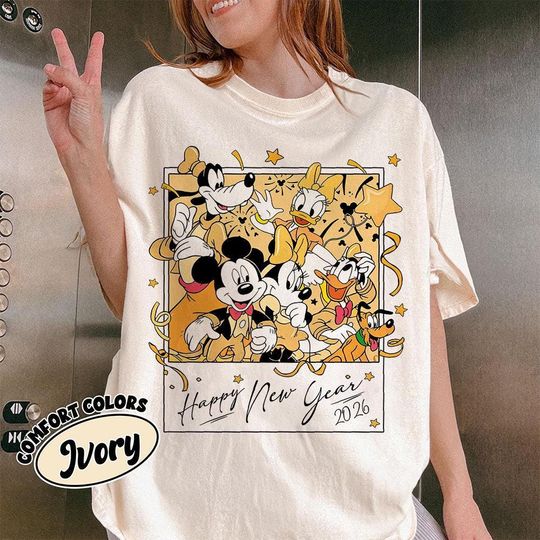 Discover Happy New Year 2026 Mickey and Friends Shirt, Disney Happy New Year Sweatshirt, New Year 2026 Family Photograph Sweater, Disneyland New Year