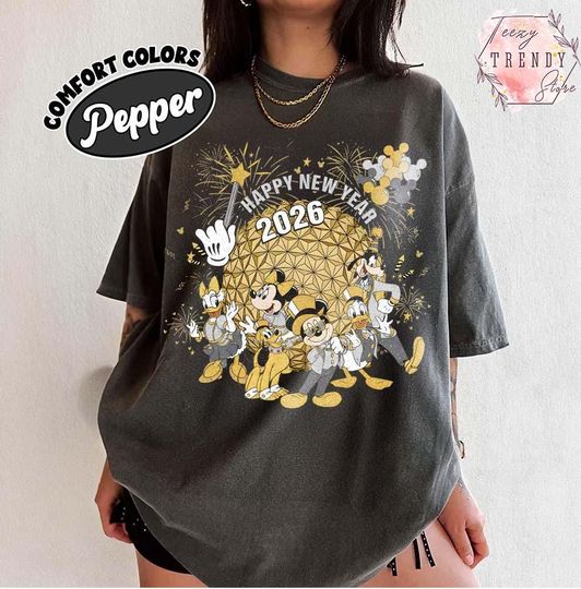 Discover Vintage Mickey and Friends Epcot Happy New Year 2026 Shirt, Epcot Center Firework Shirt, Family Trip 2026 Shirt, Hello 2026 Shirt