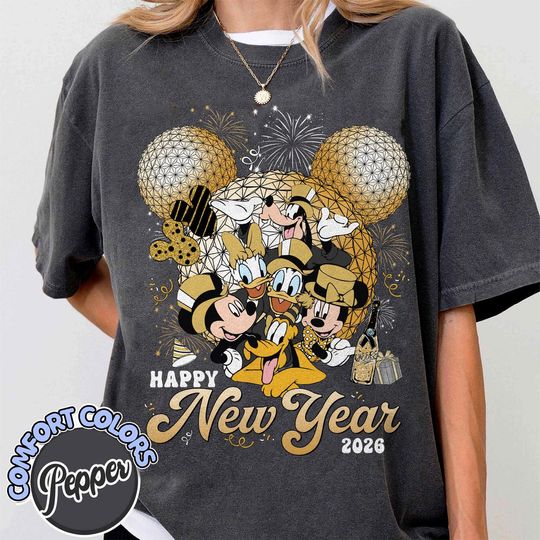 Discover Mickey and Friends Epcot Happy New Year 2026 shirt, Disney Epcot Center Firework shirt, WDW Disneyland Family Trip 2026 shirt, Hello 2026